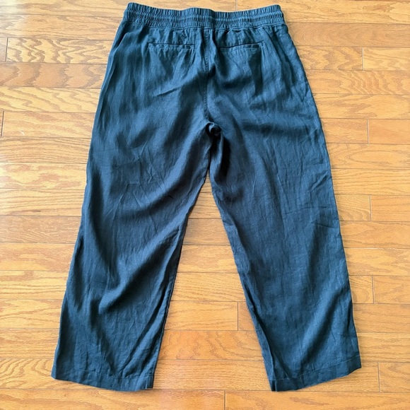 Athleta Linen Ankle Cropped Pants Black Sz 18 Athleisure Minimalist - Picture 4 of 7